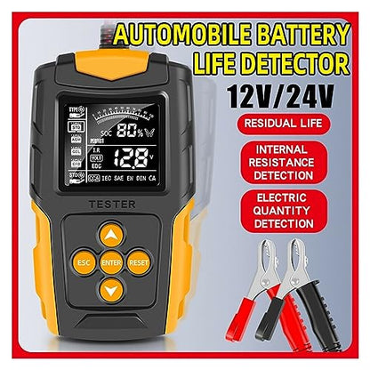 12V 24V LCD Digital Car Battery Tester Automotive Cranking Charging Test Analyzer CCA Internal Resistance Measuring Instrument Fast Accurate Detection