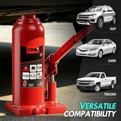 DNA Motoring 8 Ton / 16000 lbs Lifting Automotive Welded Hydraulic Bottle Jack for Car SUV Pickup Truck, Auto Repair, with Manual Handle & Carrying Storage Case, Red - color: red, style: 8 ton