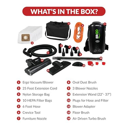 Atrix Ergo Backpack Canister Vacuum, Portable Cleaner with Attachments for Professional and Residential Use, VACBP1-PK Pro Bundle - size: Pro Bundle
