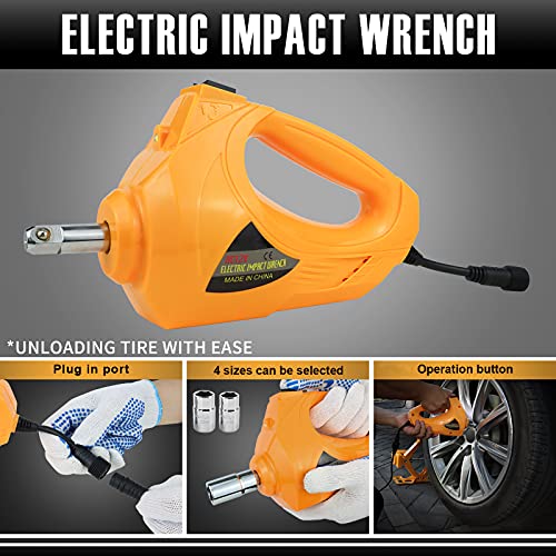 E-HEELP 3 Ton Electric Car Jack, 12V Automatic Scissor Lift Floor Jack with Impact Wrench Kit for Sedans, Lifting Range 4.72-14.57 Inches, 6600 lbs Load Capacity - color: 3T with Wrench