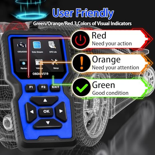 V519 OBD2 Scanner, Universal Check Engine Light Code Reader, Professional Diagnostic Scan Tool with Full OBDII Functions, Real-Time Data Stream, Erase Fault Codes for All Post-1996 Vehicles