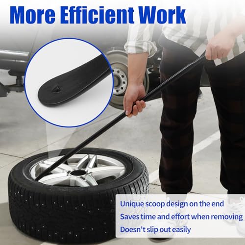Zihvfzu 2 PCS Tire Mount and Demount Iron, Semi Truck Tire Changing Tools, Tire Bars for Semi Tires, Tire Changing Removal Tool for Tubeless Tires, Heavy Duty Tire Bar Set, 38 Inch x 4/5 Inch, Black