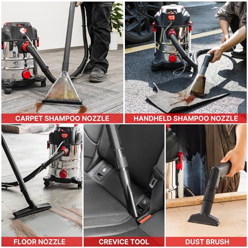 Shop-Vac 5-Gallon 4.5 Peak HP 3-in-1 Wet/Dry/Upholstery Shampoo Vacuum | 3-in-1, Vacuum Extractor with 6 Ft Hose and 10 Ft Cord, Large Capacity Tanks, For Carpet, Upholstery, and Car Detailing