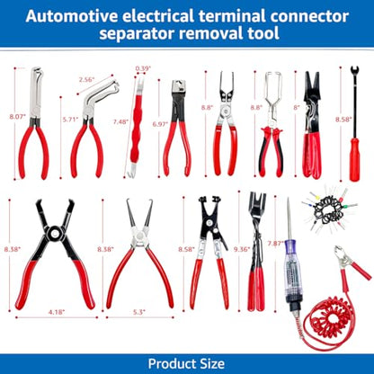 14PCS Automotive Electrical Disconnect Pliers Set: High-Carbon Steel, No Missing Connector Removal Tools for Car Harness, Hose, Fuel Line, Cooling, Door Panel, Dashboard & Engine Bay Repair - color: Red-14 pcs