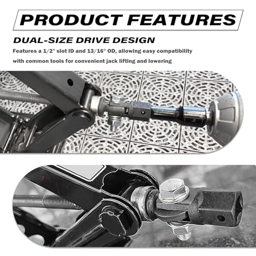 Car Scissor Jack Adapter Driven by 1/2" Impact Drills or 13/16" Lug Wrench,Sturdy Car Scissor Jack Drill Adapter Easily Lifts Jacks,Professional Labor-Saving Cars Jacks Adapters