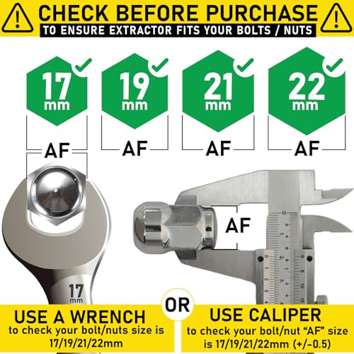 Spurtar 5 Pcs Lug Nut Removal Tool 17mm 19mm 21mm 22mm | 1/2 inch Drive Lug Nut Extractor Set Bolt Extractor Kit for Removing Damaged, Rounded Bolt