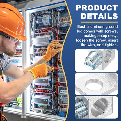 MECCANIXITY 6 Pcs Mechanical Lug, 6 AWG TA-2 1B6U Aluminum Alloy Terminal Lug High Strength Terminal 600V 5/16-24 Screws Straight Studs for Breaker Panels Load Centers - size: 6 AWG TA-2 1B6U