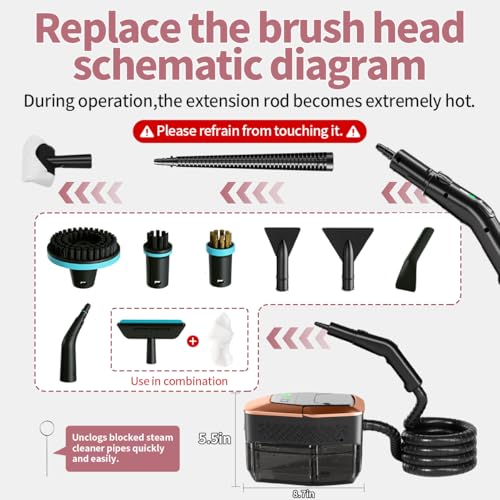 Steam Cleaner for Home & Car, 3-Level Adjustable Steamer for Cleaning with Temp Display,15s Fast Heat,1.8L Large Tank, 4Bar Powerful Steam for Grout,Grease,Tile,Couch,Toilet, Car Detailing,Windows