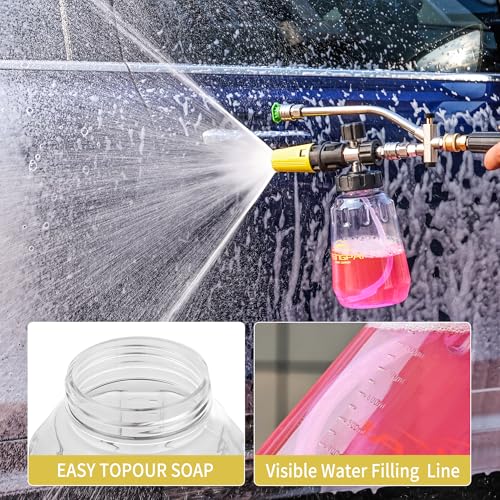 FENG PAI Pressure Washer Foam Cannon Gun Kit with Dual Connector Accessory, Car Wash Foam Gun for Car Washing and Cleaning, 1/4" Quick Connect with 7pcs Nozzles, Dual Adjustable Snow Foam Lance - color: 3IN1 Foamcannon Kits