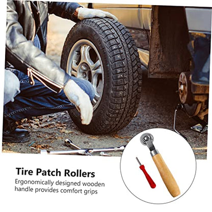 Zerodeko 2Pcs Tire Patch Roller Set with Handle Durable Tire Repair Tools for Cars Bikes Motorcycles Ergonomic Design for Efficient Patching and Valve Core Removal