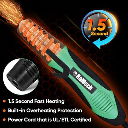 ROMECH 350W Heat Gun with 2 Nozzles, Dual Temp Heat Gun 400°F-660°F, Fast Heat Hot Air Gun with Overload Protection for DIY Craft Embossing Shrink Wrapping (Green) - color: Green