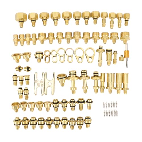 77PCS Automotive AC Leak Detection Kit, Brass Air Conditioning Leak Test Tool Set with Connectors, Portable A/C Leak Tester Repair Kit for Car, Truck and Vehicle AC Systems