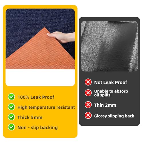 Oil Change Mat 32" x 64", Heavy-Duty Oil Mat for Garage and Driveway, Premium Absorbent Oil Leak and Drip Mat for Under Car, Reusable Washable Spill Pad with Waterproof Slip-Resistant Backing - size: 32"x64"