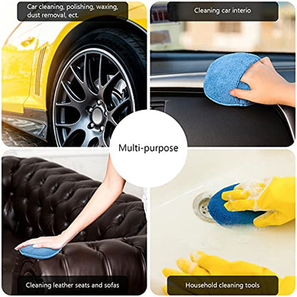 20 Pieces Cars Microfiber Wax Applicator Pads Foam Bulk 5 Inch Diameter Round Polishing Sponge Buffing Detailing Pads for Cars, Yellow Green Blue Dark Blue