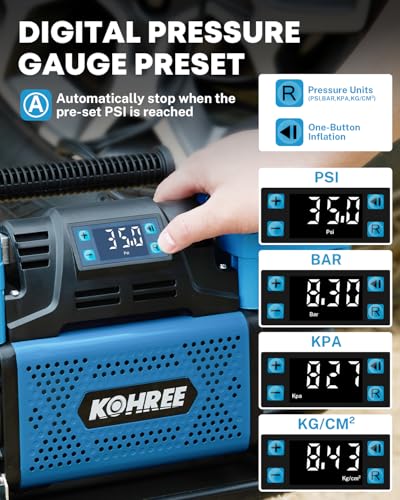 Kohree 12V Dual Cylinder Air Compressor with Digital Display Panel | Heavy Duty, 12.35CFM, Fast Tire Inflator, Tire Pump for Offroad Truck RV 4x4 Vehicle, Max 150 PSI - style: Digital-Dual Cylinder