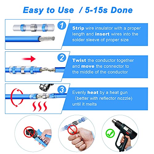 Kuject Heat Shrink Solder Seal Wire Connectors Kit 160PCS | 26-10 AWG Waterproof Electrical Connectors for Marine, Automotive, Truck Repair, Solderless Wiring Splice Connectors