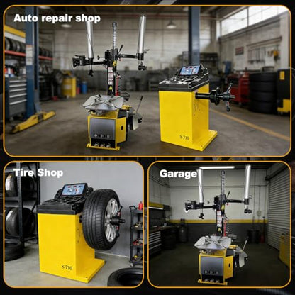Tire Changer and Wheel Balancer Combo with Bead Blaster and Dual Assist Arms, 110V for 10-24" Rims, Complete Workshop Tire Service Package