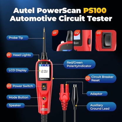 Autel Circuit Tester PowerScan 2026, Automotive Power Circuit Probe Tool, 12-24V Electrical Short Open Circuit Breaker Finder, AC/DC Trailer Relay Tester, 20FT Extension Cable, for 99% Cars