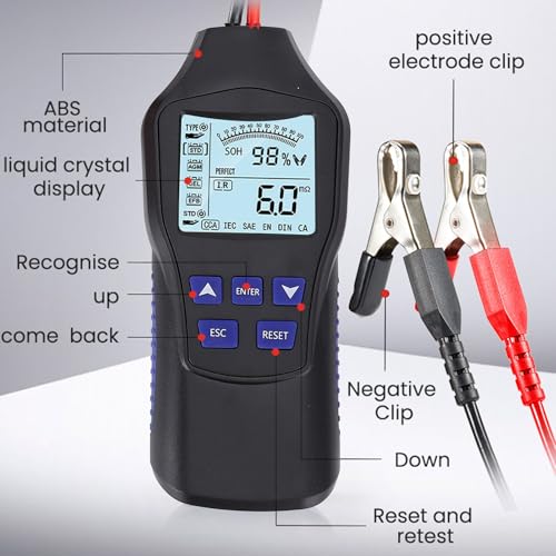 Car Battery Tester, 12V 24V Digital Battery Analyzer Automotive Battery Load Tester with LCD Display for Cars Trucks Motorcycles ATVs SUVs Boats Yachts