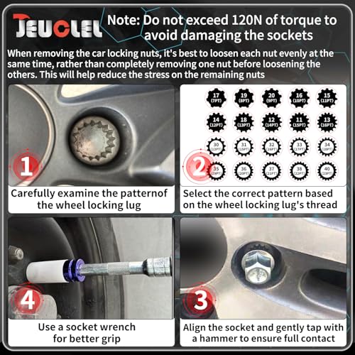 21PCS Wheel Locking Nut Key Kit Compatible with BMW, Nut Removal | Wheel Lock Nut Socket Adapter Set, Anti-Theft Lug Removal Tool, Anti-Theft Screw Remover, Repair Tool, Tyre Fitting, garage - size: - Complete Set (21 Pcs)