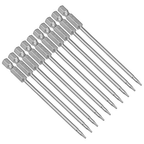 uxcell 10 Pcs T6 Magnetic Torx Screwdriver Bits, 1/4 Inch Hex Shank 3.94-inch Length S2 Security Tamper Proof Screw Driver Kit Tools - size: T6