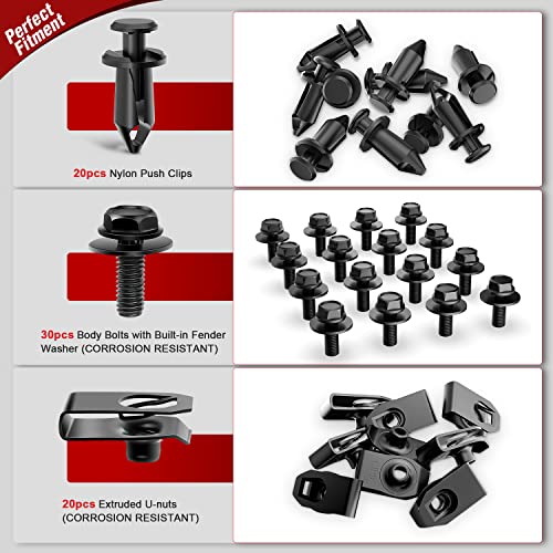 Nilight 70PCS Engine Under Cover Splash Shield Guard Body Bolts Bumper Fender Liner Push Retainer Fastener Rivet Clips for Infiniti G35 G37 FX35 FX45 EX35 Nissan 370Z 350Z 2 Years Warranty - color: 70Pcs Extruded U-nuts