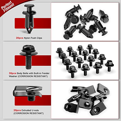 Nilight 70PCS Engine Under Cover Splash Shield Guard Body Bolts Bumper Fender Liner Push Retainer Fastener Rivet Clips for Infiniti G35 G37 FX35 FX45 EX35 Nissan 370Z 350Z 2 Years Warranty - color: 70Pcs Extruded U-nuts