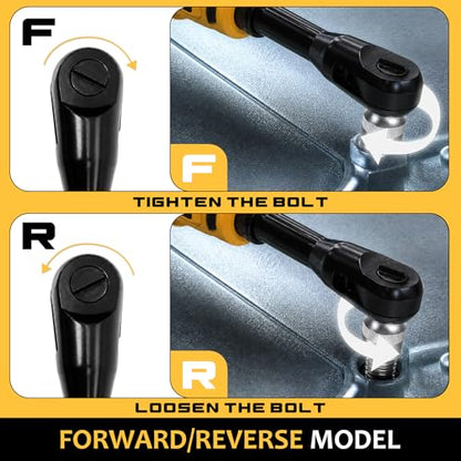 3/8" Electric Ratchet Wrench for DEWALT 20V Battery, 88Ft-Lbs | 6-inch Extended, 300RPM, Variable Speed, 8 Sockets,1/2" & 1/4" Adapters, 3" Extension Bar (Tool Only), for Engine Repair