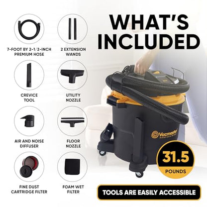 Vacmaster Professional - Wet/Dry Vac, 16 Gallon, Beast Series, 6.5 HP 2-1/2" Hose (VJH1612PF0201), Black - size: 14 Gallon