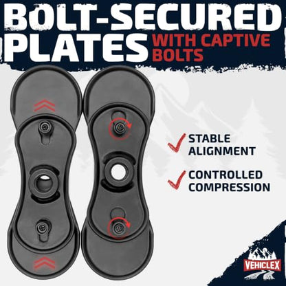 Vehiclex Brake Caliper Compression Tool, Standard + Extended Plates | Brake Pad Spreader, Steel Plates with Reinforced Ribs, Captive Bolts, For Single, Dual and Quad Piston Calipers - size: Extended plates