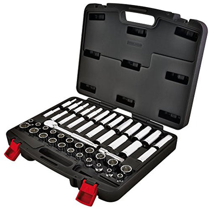 Powerbuilt 47 Piece Mechanics Tool Set, 3/8-inch Drive, SAE and Metric Socket Set, Standard, 72 Tooth Seal-Head Ratchet, Automotive Tools, Storage Case - 642451 - size: 47 Piece