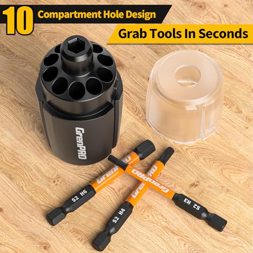 GRENPRO 20Pcs Allen Wrench Drill Bit Set, 1/4” Hex Screwdriver Bit Set, S2 Steel Impact Driver Bit Set with Storage Organizer, CNC Machined Tips with Magnetism - size: 20pcs(Metric&SAE)