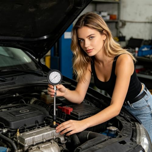 Compression Tester Automotive 300 Psi Quick Connection | Engine Cylinder Compression Tester for Car Truck Sedan Pickup Truck Trailer RV Motorcycle
