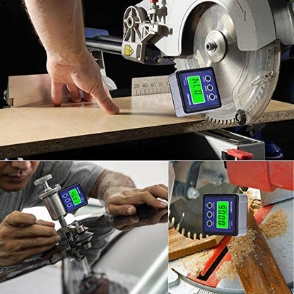 Digital Level Box Angle Gauge Protractor Inclinometer Bevel Box with Data Hold, Magnet Base & LCD Backlight, Calculating for Carpentry, Building, Masonry, Automobile - color: Blue