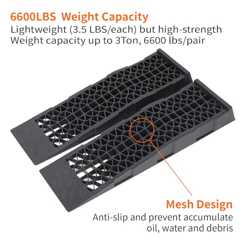 Low Profile Car Service Ramp with Anti-Slip Blocks, Portable Car Race Ramp, for Vehicle Oil Changes, Maintenance 2 Pack A - color: A