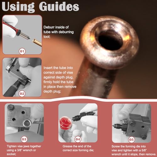 Bonbo 33260 Single/Double Flaring Tools Kit Fits for 3/16" and 1/4" Tubing on Most Vehicles - Brake Lines in Tight Spaces