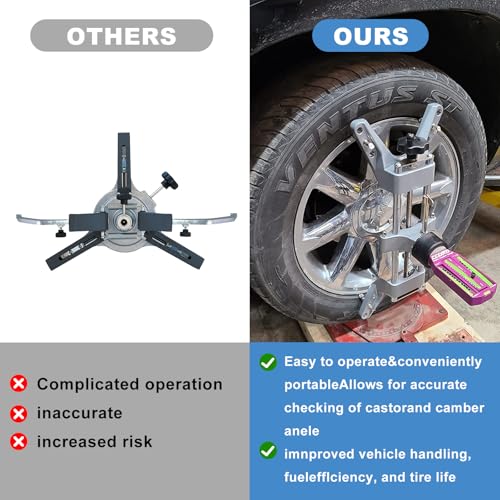 Wheel Clamp & Magnetic Adapter 3PCS Wheel Alignment Tool for Precise Camber Caster Gauges Fits for 11-25" Rims Camber Alignment Tool Universal Tire Repair Tool