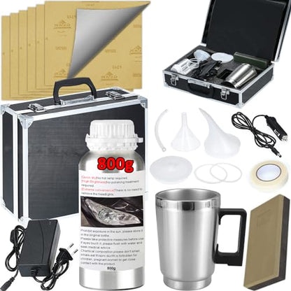 Headlight Restoration Kit, 800g Vapor Headlight Restoration Kit, Head Light Lens Restore Kit with 800g Repair Liquid for Repair Headlight Yellowing/Vague/Scratch/Oxidation - size: Large