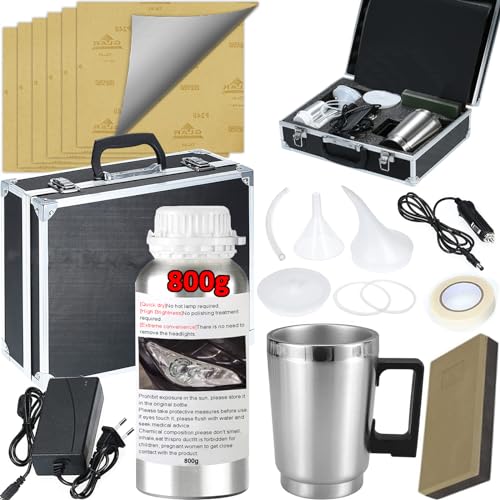 Headlight Restoration Kit, 800g Vapor Headlight Restoration Kit, Head Light Lens Restore Kit with 800g Repair Liquid for Repair Headlight Yellowing/Vague/Scratch/Oxidation - size: Large