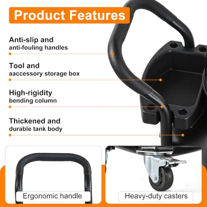 Upgraded Design Waste Oil Drain Tank, Pneumatic Oil Drainer, Oil Lift Drain and Extractor,Air Operated Drainer for Oil Change (Black-5702) - color: Black-5702