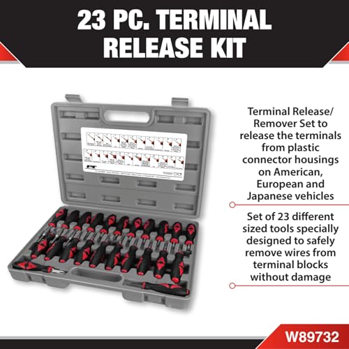 Performance Tool W89732 Terminal Release/Remover Set - 23-Piece Kit for Safe Removal of Terminal Blocks - style: 23pc Terminal Release Kit
