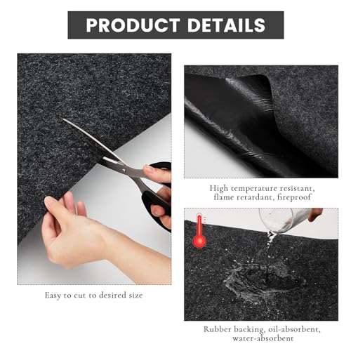1 Pcs 29 x 36 Inch Garage Floor Mat Oil Spill Mat Oil Absorbent Pads Reusable, Washable, Waterproof Backing Contains Liquids, Protects Garage Floor or Driveway Surface, Black