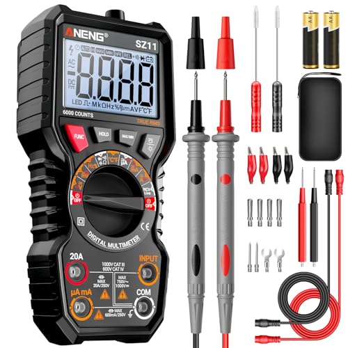 ANENG Multimeter,TRMS 6000 Counts Magnetic High Resolution Digital Tester | Auto Ranging MAX/MIN Voltmeter Measures AC/DC Voltage,Current,Resistance,Capacitance, NCV,Data Hold Amp for Automotive - style: 6000 Counts(Combination Kit)