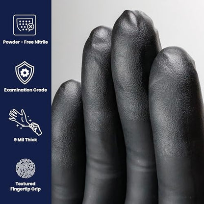 Adenna DLG678 Dark Light 9 mil Nitrile Powder Free Exam Gloves (Black, X-Large) Box of 90 - size: X-Large (Pack of 90)