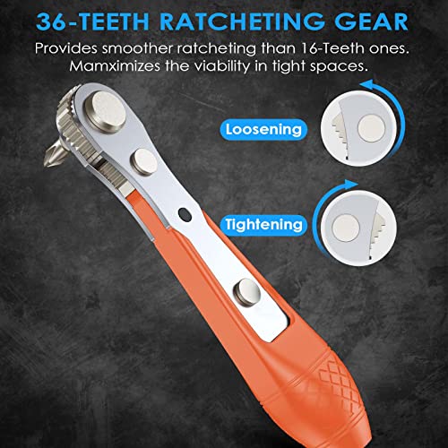GreaTalent 133in1 Mini Ratchet Wrench Screwdriver Bit Set with 1/4" Hex Shank Phillips/Pozidriv/Hexagon/Torx/Slotted/Square Bits, 36-Tooth Gear, Magnetic Bit Holder, 90 Degree Drive Handle