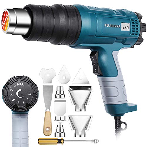 Heat Gun Kit 2000W Variable Temperature with Digital Display,5 Nozzles,Hot Air Gun 122℉- 1220℉,Fast Heating for DIY Shrink PVC Tubing/Wrapping/Crafts,Stripping Paint(2000W LCD Digital Display) - color: 2000w Lcd Digital Display