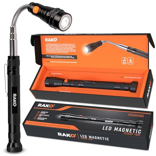 RAK Magnetic Pickup Tool Gifts for Men - Telescoping Magnet with LED Flashlight and 22 Inches Extendable Neck, Cool Gadgets Mechanic Tool, Holiday Gifts for Men, Dad, Husband, Grandpa, Handyman - style: Magnetic Pickup Tool