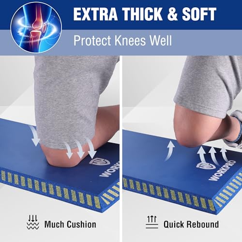 WORKPRO Extra Thick Kneeling Pad, Blue, 28 x 16 x 1.2in | Soft NBR Foam Knee Cushioning, Extra Large Foam Kneeler Mat, For Auto-Repair, Gardening, Workout Supplies - color: Blue