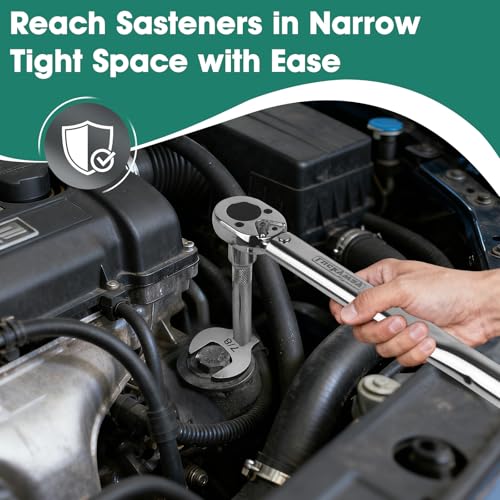 11-Piece Crows Foot Wrench Set, SAE Sizes from 3/8" to 1" Crowsfoot Wrenches Set Metric with Clip-on Organizer, Drive Flare Nut Wrench Tools for Mechanics Automotive Repair Work