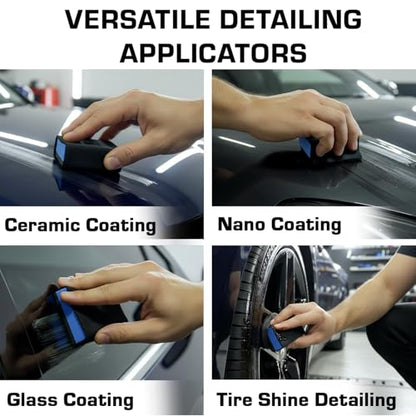 Sponge Applicator Kit 3 Pack with Microfiber Cloths | Perfect for Ceramic Coating, Nano Coating, Glass Coating, Tire Shine Detailing (3" Sponge Kit) - size: 3" Sponge Kit